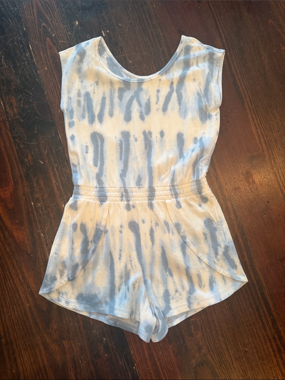 Athleta Light Blue & White Tie-Dye Kids Romper
